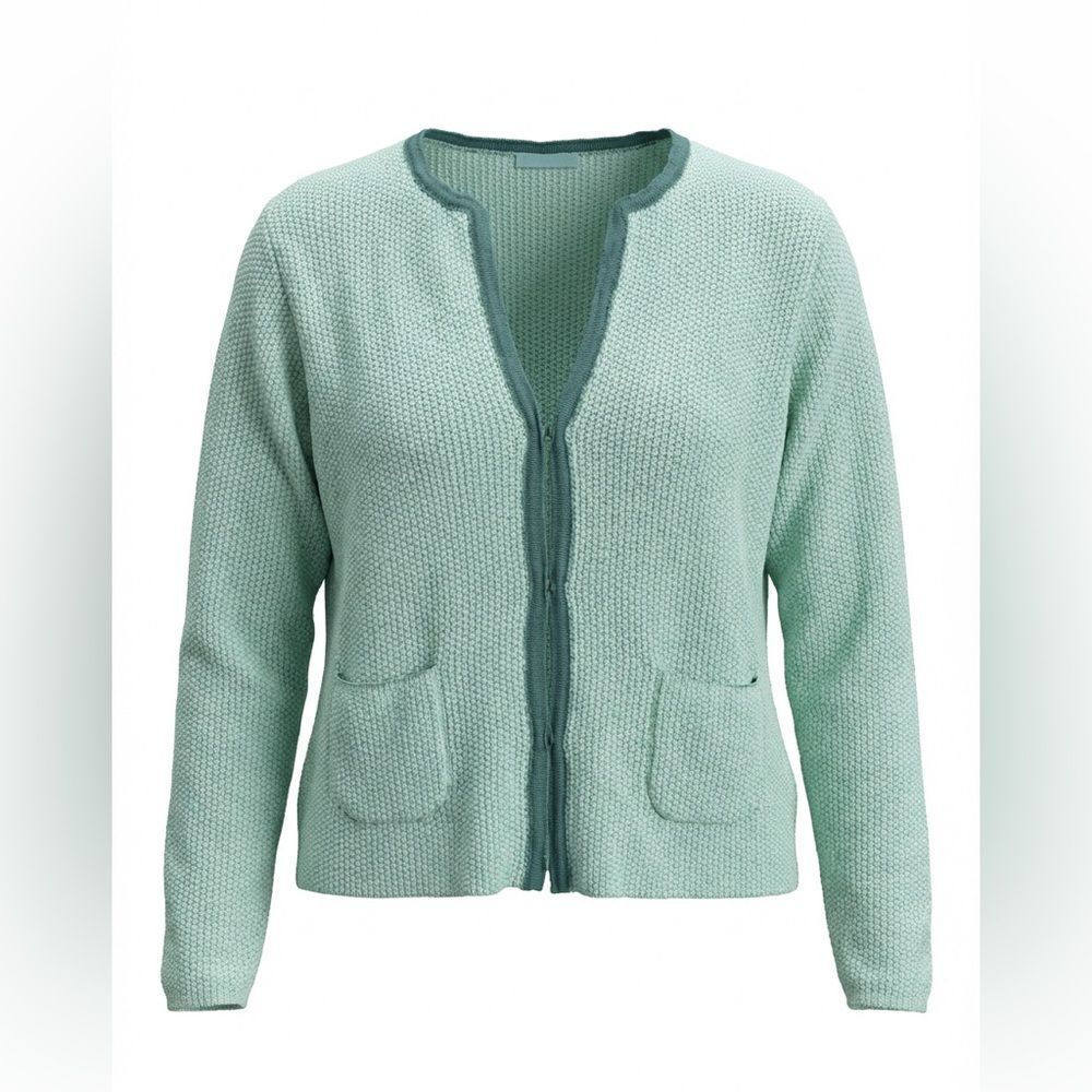 J MCLAUGHLIN WOMENS CARDIGAN STYLE BLOUSE WITH CLASPS GREEN SIZE S